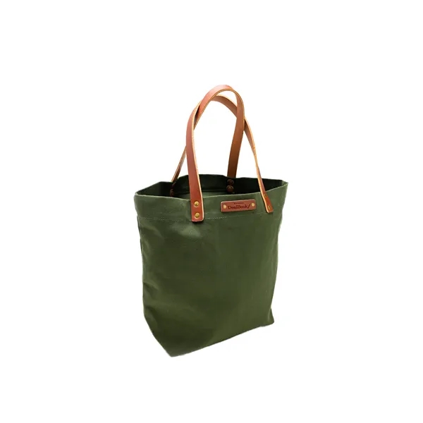 Canvas and Leather Market Tote. USA Made. Logo or Monogram. - Canvas and Leather Market Tote. USA Made. Logo or Monogram. - Image 0 of 13