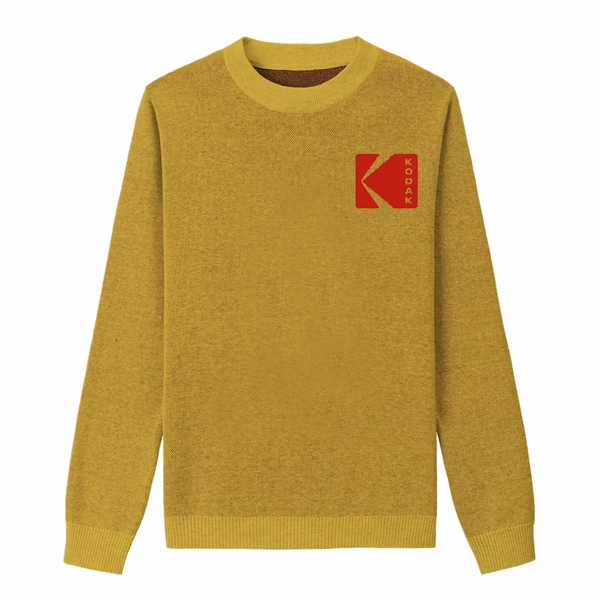 Custom Cotton Blend Jacquard Logo Sweater - Custom Cotton Blend Jacquard Logo Sweater - Image 2 of 3