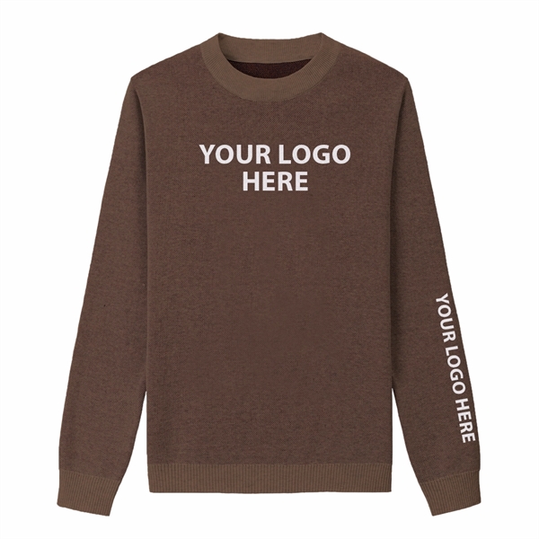 Custom Cotton Blend Jacquard Front/Sleeve Logo Sweater - Custom Cotton Blend Jacquard Front/Sleeve Logo Sweater - Image 1 of 3