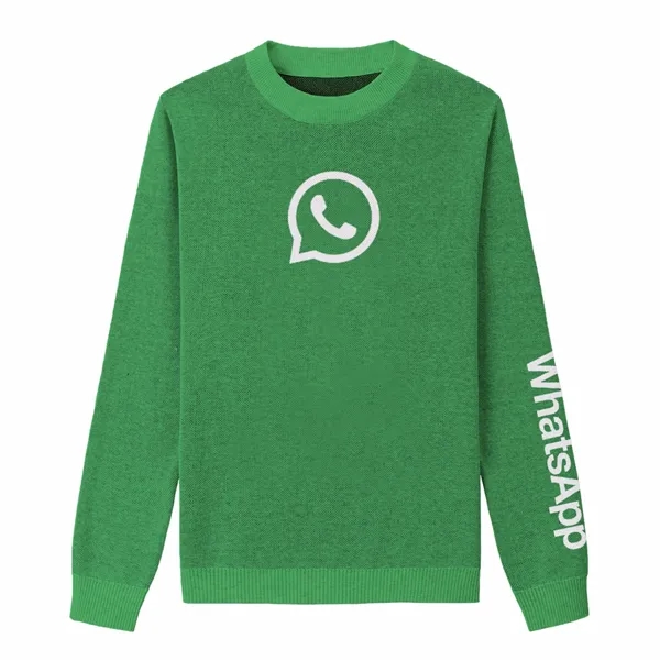 Custom Cotton Blend Jacquard Front/Sleeve Logo Sweater - Custom Cotton Blend Jacquard Front/Sleeve Logo Sweater - Image 0 of 3