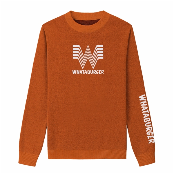 Custom Cotton Blend Jacquard Front/Sleeve Logo Sweater - Custom Cotton Blend Jacquard Front/Sleeve Logo Sweater - Image 3 of 3