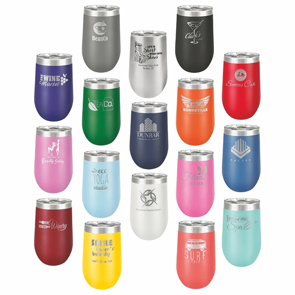 16oz. Colored Stainless Steel Stemless Wine Glass - 16oz. Colored Stainless Steel Stemless Wine Glass - Image 0 of 35
