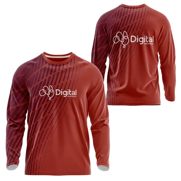 Unisex 150 GSM Jacquard Mesh Long Sleeve Sublimation T-Shirt - Unisex 150 GSM Jacquard Mesh Long Sleeve Sublimation T-Shirt - Image 2 of 3