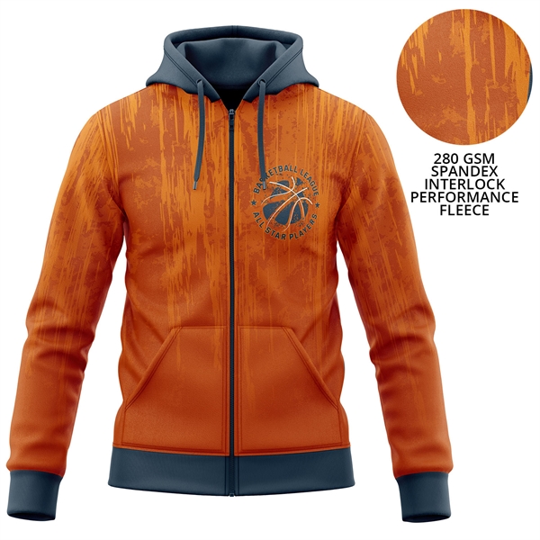 Youth 280 GSM Spandex Interlock Fleece Sublimation Hoodie - Youth 280 GSM Spandex Interlock Fleece Sublimation Hoodie - Image 0 of 2