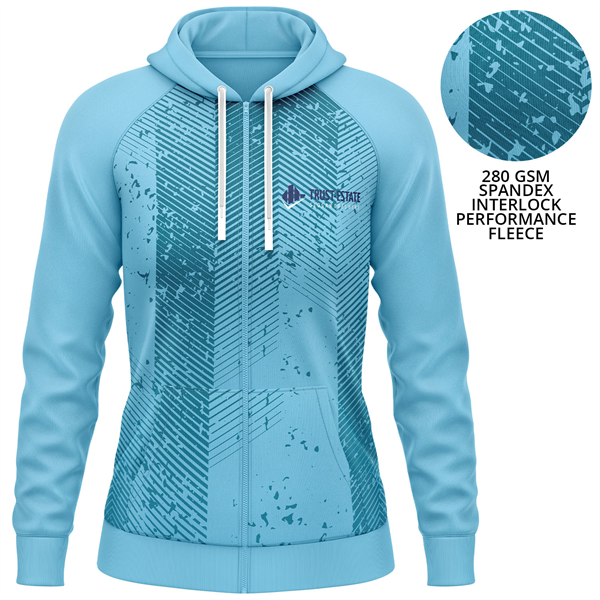 Women's 280 GSM Spandex Interlock Fleece  Zipper Hoodie - Women's 280 GSM Spandex Interlock Fleece  Zipper Hoodie - Image 0 of 2