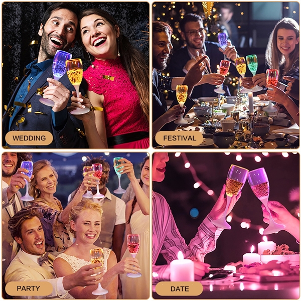 LED Wine Champagne Flute Glasses - LED Wine Champagne Flute Glasses - Image 2 of 5
