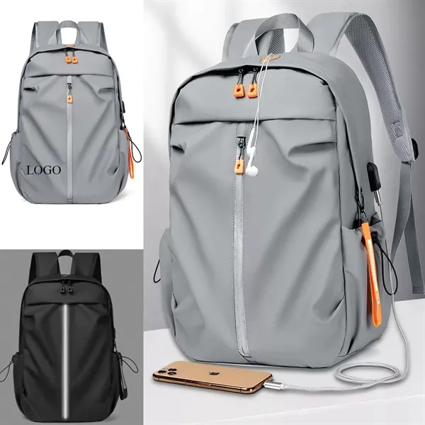 Reflective USB Waterproof Rucksack Backpack - Reflective USB Waterproof Rucksack Backpack - Image 0 of 2