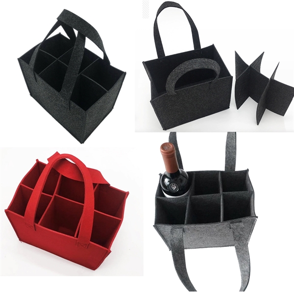 Custom Felt Wine Tote Bag For 6 Bottles