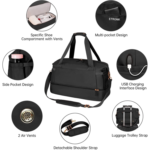 Sports Travel Duffel Bag with USB Charging - Sports Travel Duffel Bag with USB Charging - Image 2 of 5