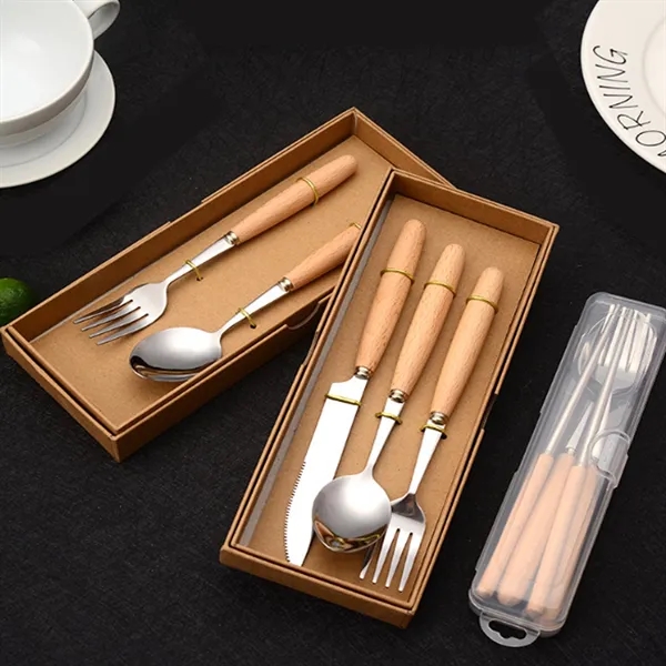 Custom Portable High Quality Wood Handle Cutlery Set - Custom Portable High Quality Wood Handle Cutlery Set - Image 2 of 6
