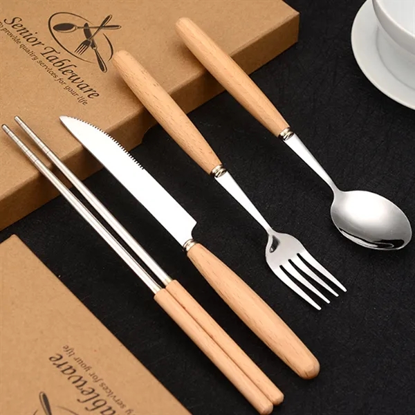 Custom Portable High Quality Wood Handle Cutlery Set - Custom Portable High Quality Wood Handle Cutlery Set - Image 3 of 6