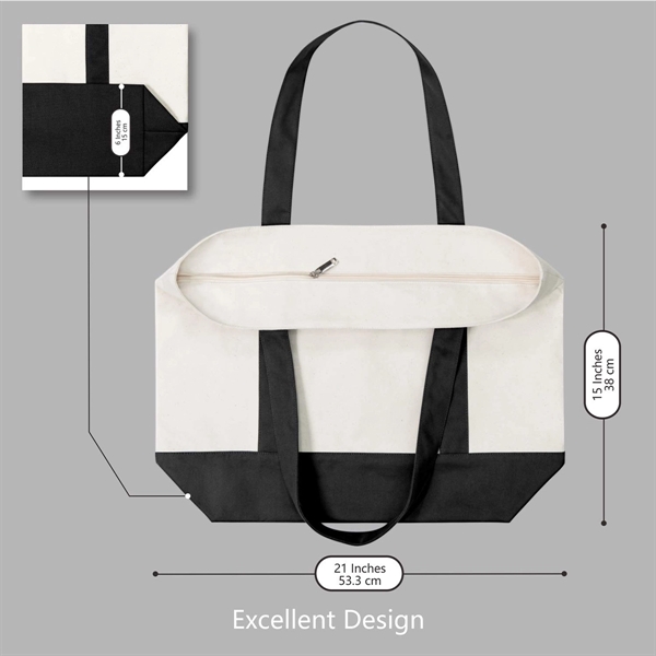 Stylish Canvas Tote Bag With An External Pocket - Stylish Canvas Tote Bag With An External Pocket - Image 2 of 4