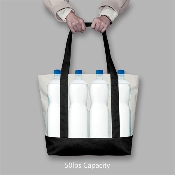 Stylish Canvas Tote Bag With An External Pocket - Stylish Canvas Tote Bag With An External Pocket - Image 3 of 4