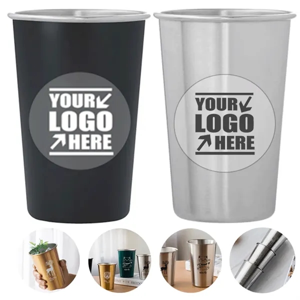 Custom 16oz Unbreakable Stainless Steel Pint Cups - Custom 16oz Unbreakable Stainless Steel Pint Cups - Image 0 of 2