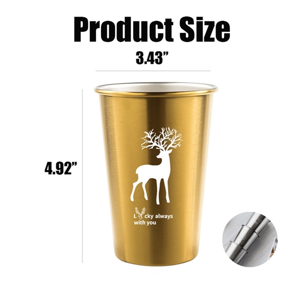 Custom 16oz Unbreakable Stainless Steel Pint Cups - Custom 16oz Unbreakable Stainless Steel Pint Cups - Image 1 of 2