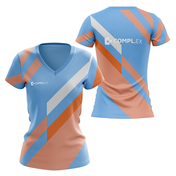 Women's 160 GSM Birdseye Mesh V-Neck Short Sleeve T-Shirt - Women's 160 GSM Birdseye Mesh V-Neck Short Sleeve T-Shirt - Image 3 of 3