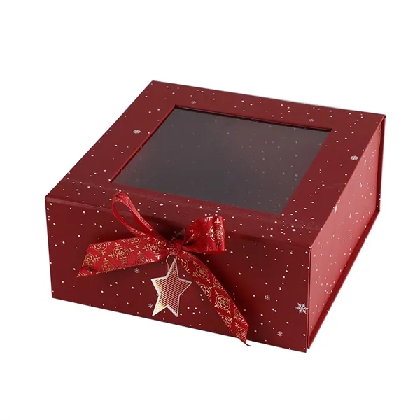 Christmas Flip Cover Ribbon Style Window Gift Box S M L - Christmas Flip Cover Ribbon Style Window Gift Box S M L - Image 1 of 4