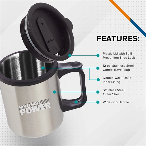 Multa Stainless Steel Travel Mug - 12 OZ. - Multa Stainless Steel Travel Mug - 12 OZ. - Image 1 of 3