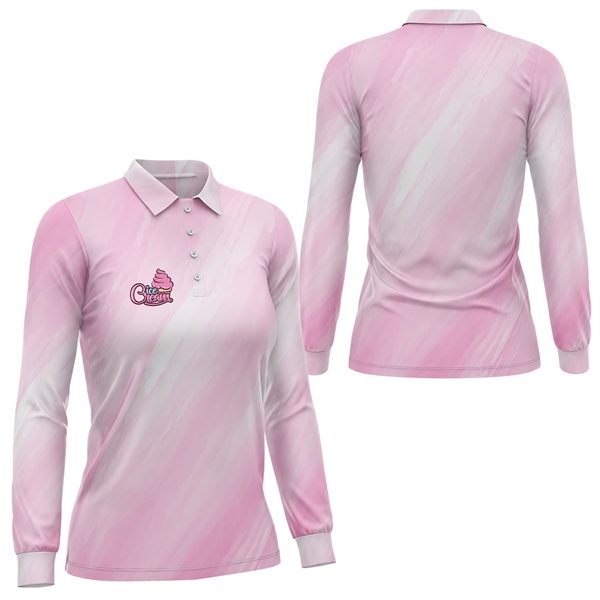 Women's 160 GSM Brushed Milk Silk Sublimation Polo Shirt - Women's 160 GSM Brushed Milk Silk Sublimation Polo Shirt - Image 3 of 5