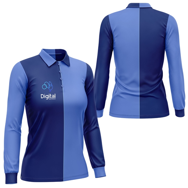 Women's 160 GSM Brushed Milk Silk Sublimation Polo Shirt - Women's 160 GSM Brushed Milk Silk Sublimation Polo Shirt - Image 4 of 5