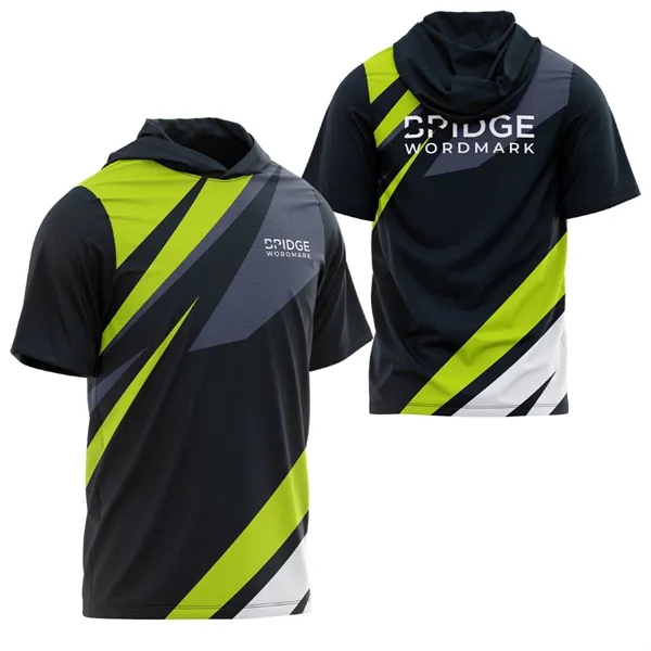 Unisex 160 GSM Birdseye Mesh Performance Short Sleeve Hoodie - Unisex 160 GSM Birdseye Mesh Performance Short Sleeve Hoodie - Image 2 of 2