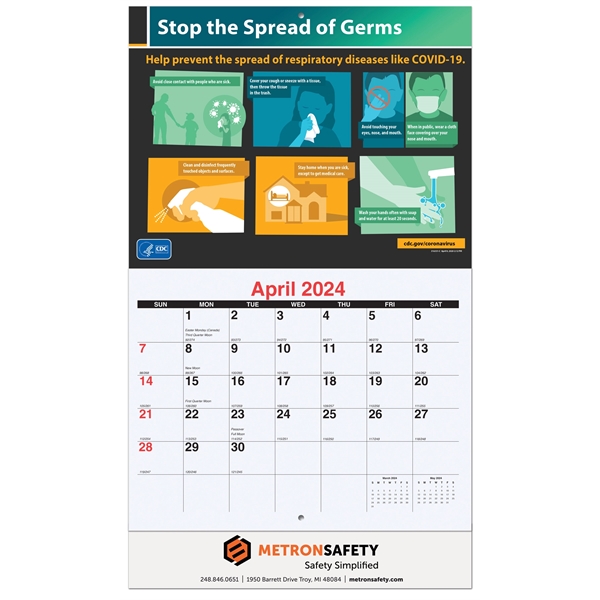 Safety Messages Wall Calendar - Safety Messages Wall Calendar - Image 1 of 1
