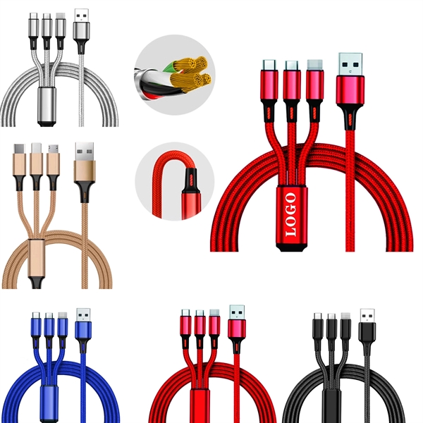 Multi 3 In 1 Usb Long Charger Cable - Multi 3 In 1 Usb Long Charger Cable - Image 0 of 4