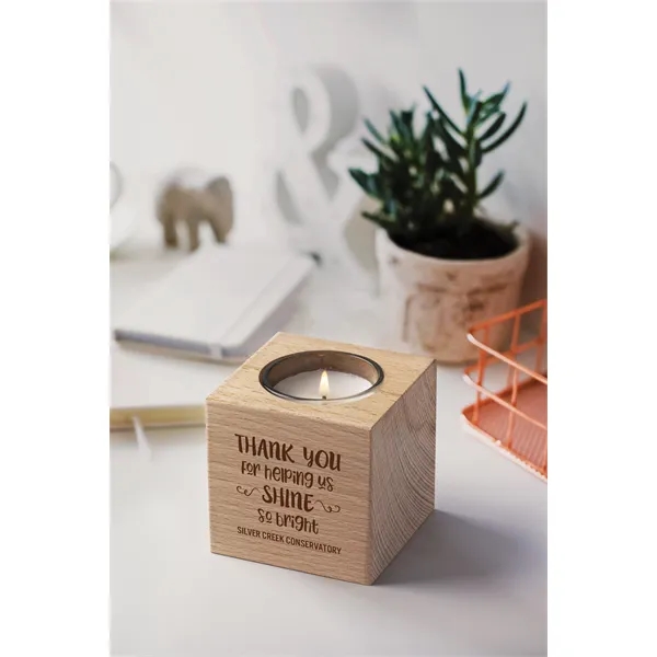 Beechwood Cube Candle Holder - Beechwood Cube Candle Holder - Image 1 of 1