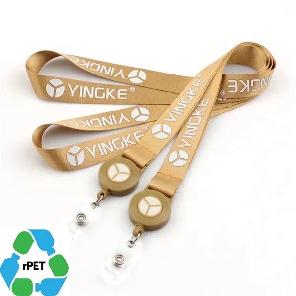 5/8" & 3/4" Eco Recyclable Polyester Lanyard With Badge Reel - 5/8" & 3/4" Eco Recyclable Polyester Lanyard With Badge Reel - Image 0 of 3