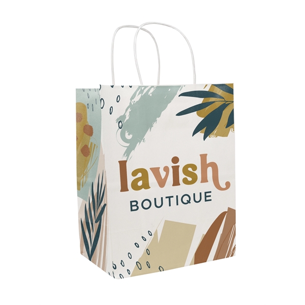 Multi-sided Full Color White Handled Shopper Paper Bags - Multi-sided Full Color White Handled Shopper Paper Bags - Image 0 of 11