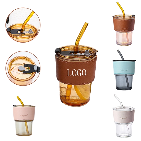 Glass Water Cups With Lid And Straw - Glass Water Cups With Lid And Straw - Image 3 of 3