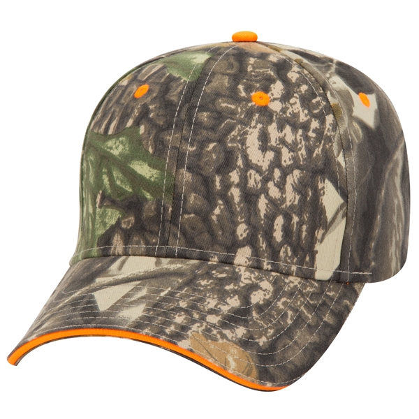 Camouflage Brushed Cotton Twill Sandwich Visor 6 Panel Cap - Camouflage Brushed Cotton Twill Sandwich Visor 6 Panel Cap - Image 10 of 12