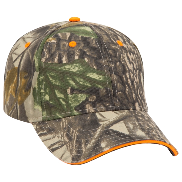 Camouflage Brushed Cotton Twill Sandwich Visor 6 Panel Cap - Camouflage Brushed Cotton Twill Sandwich Visor 6 Panel Cap - Image 7 of 12