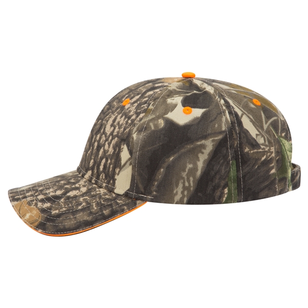 Camouflage Brushed Cotton Twill Sandwich Visor 6 Panel Cap - Camouflage Brushed Cotton Twill Sandwich Visor 6 Panel Cap - Image 11 of 12