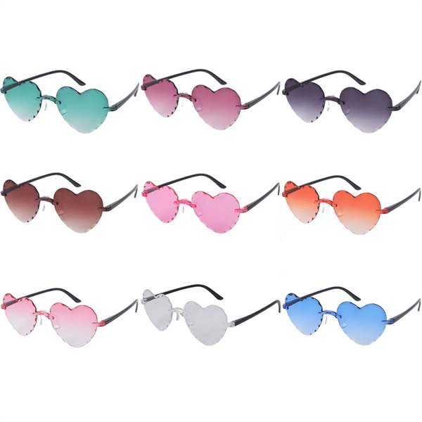 Rimless Heart Shaped Sunglasses - Rimless Heart Shaped Sunglasses - Image 1 of 2