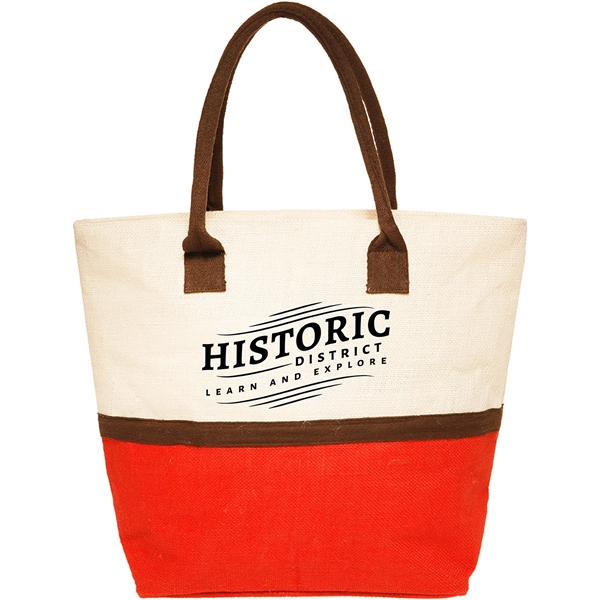 Two Tone Jute Window Shopper Tote (1 Color Imprint) - Two Tone Jute Window Shopper Tote (1 Color Imprint) - Image 0 of 1