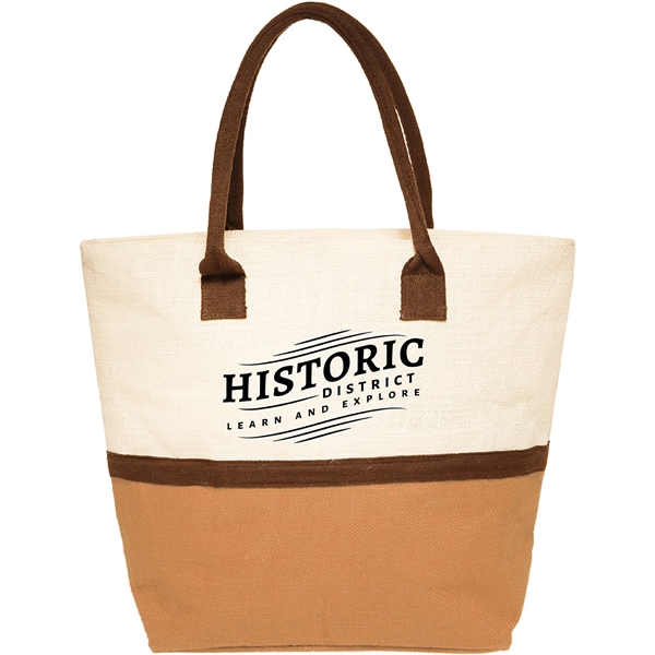 Two Tone Jute Window Shopper Tote (1 Color Imprint) - Two Tone Jute Window Shopper Tote (1 Color Imprint) - Image 1 of 1