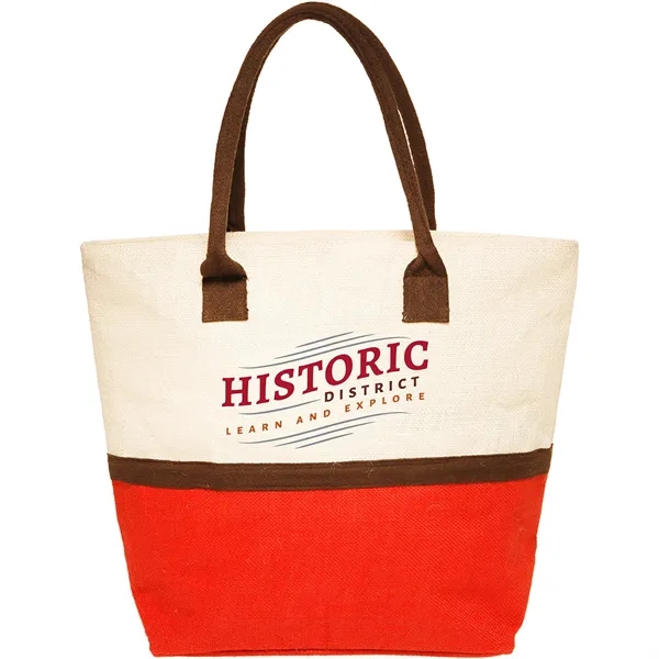 Two Tone Jute Window Shopper Tote (Full Color Imprint) - Two Tone Jute Window Shopper Tote (Full Color Imprint) - Image 0 of 1