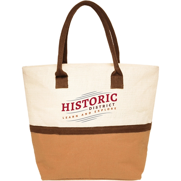 Two Tone Jute Window Shopper Tote (Full Color Imprint) - Two Tone Jute Window Shopper Tote (Full Color Imprint) - Image 1 of 1