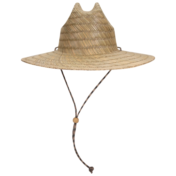 Natural Straw Lifeguard Hat With Adjustable Cord - Natural Straw Lifeguard Hat With Adjustable Cord - Image 2 of 5