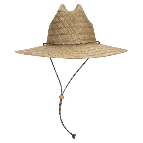 Natural Straw Lifeguard Hat With Adjustable Cord - Natural Straw Lifeguard Hat With Adjustable Cord - Image 3 of 5