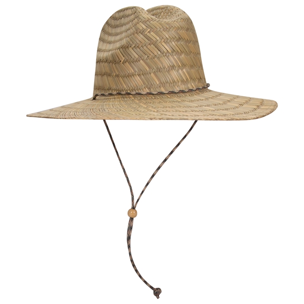 Natural Straw Lifeguard Hat With Adjustable Cord - Natural Straw Lifeguard Hat With Adjustable Cord - Image 1 of 5