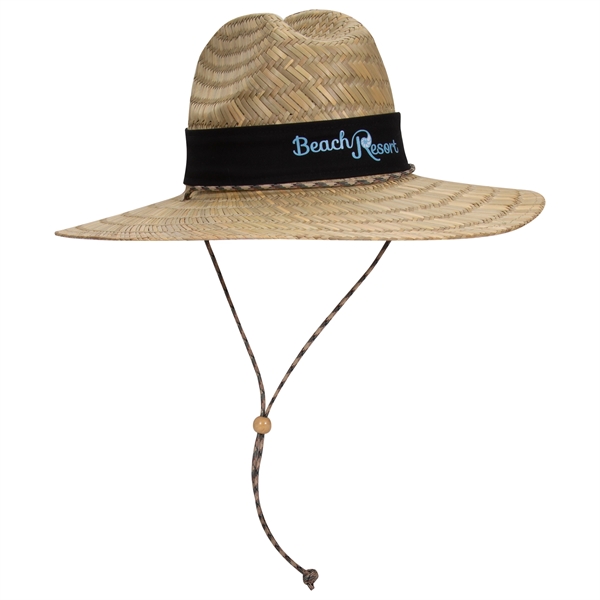 Natural Straw Lifeguard Hat With Adjustable Cord - Natural Straw Lifeguard Hat With Adjustable Cord - Image 0 of 5