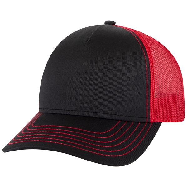 Cotton Twill 5 Panel Low Profile Mesh Back Trucker Hat - Cotton Twill 5 Panel Low Profile Mesh Back Trucker Hat - Image 42 of 110