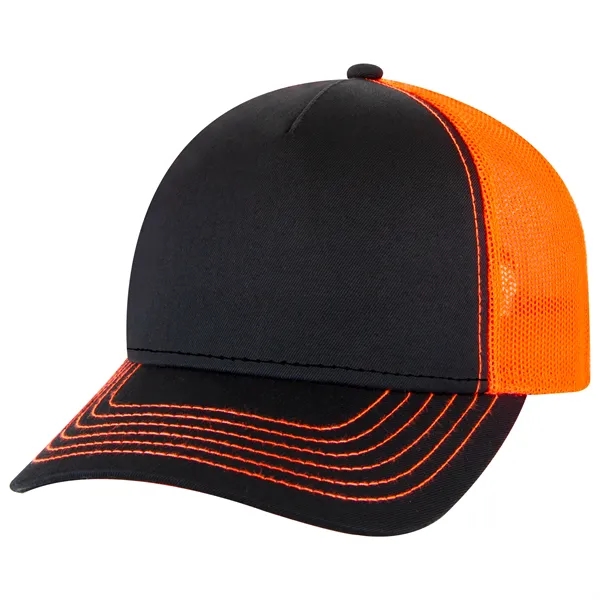 Cotton Twill 5 Panel Low Profile Mesh Back Trucker Hat - Cotton Twill 5 Panel Low Profile Mesh Back Trucker Hat - Image 49 of 110