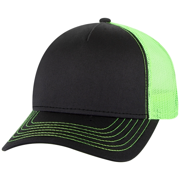 Cotton Twill 5 Panel Low Profile Mesh Back Trucker Hat - Cotton Twill 5 Panel Low Profile Mesh Back Trucker Hat - Image 70 of 110