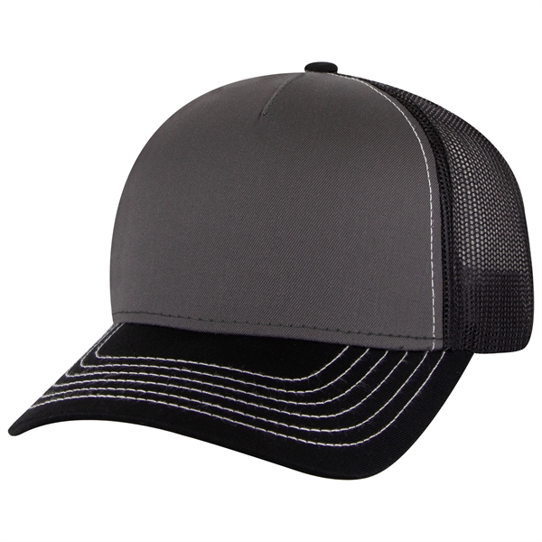 Cotton Twill 5 Panel Low Profile Mesh Back Trucker Hat - Cotton Twill 5 Panel Low Profile Mesh Back Trucker Hat - Image 77 of 110