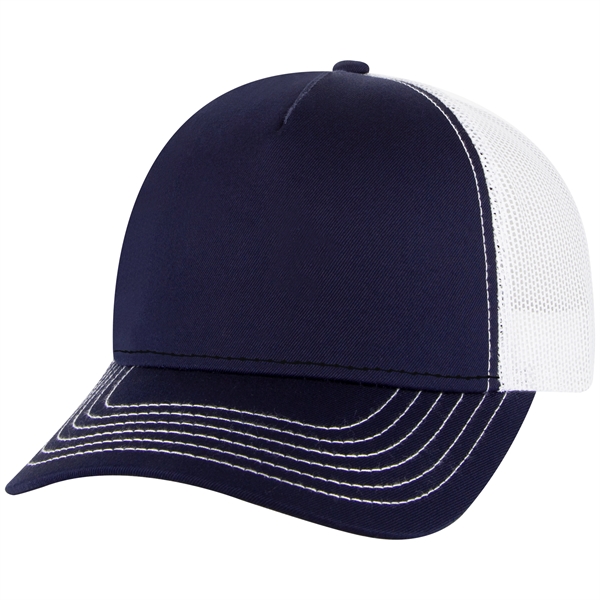 Cotton Twill 5 Panel Low Profile Mesh Back Trucker Hat - Cotton Twill 5 Panel Low Profile Mesh Back Trucker Hat - Image 84 of 110