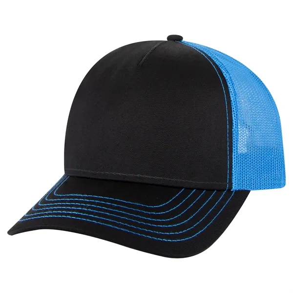 Cotton Twill 5 Panel Low Profile Mesh Back Trucker Hat - Cotton Twill 5 Panel Low Profile Mesh Back Trucker Hat - Image 100 of 110