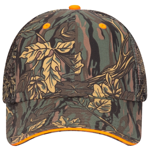 Camouflage Cotton Twill Sandwich Visor 6 Panel Mesh Back Hat - Camouflage Cotton Twill Sandwich Visor 6 Panel Mesh Back Hat - Image 3 of 12